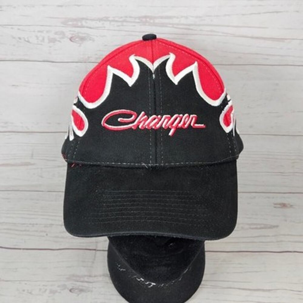 Nissun Cap Charger Flames Baseball Hat Men's Adjustable Black Red
